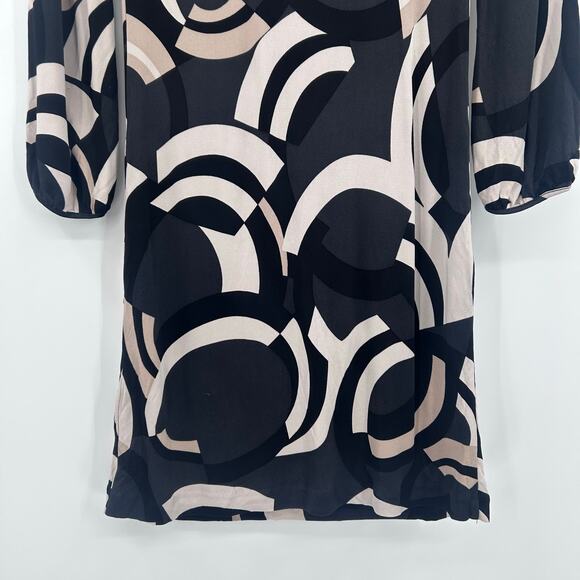 Banana Republic Fiona Geometric Silk Shift Dress Black Neutral Women’s Size XS - Picture 10 of 12
